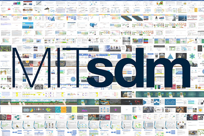 Collage of project slides with MITsdm logo superimposed