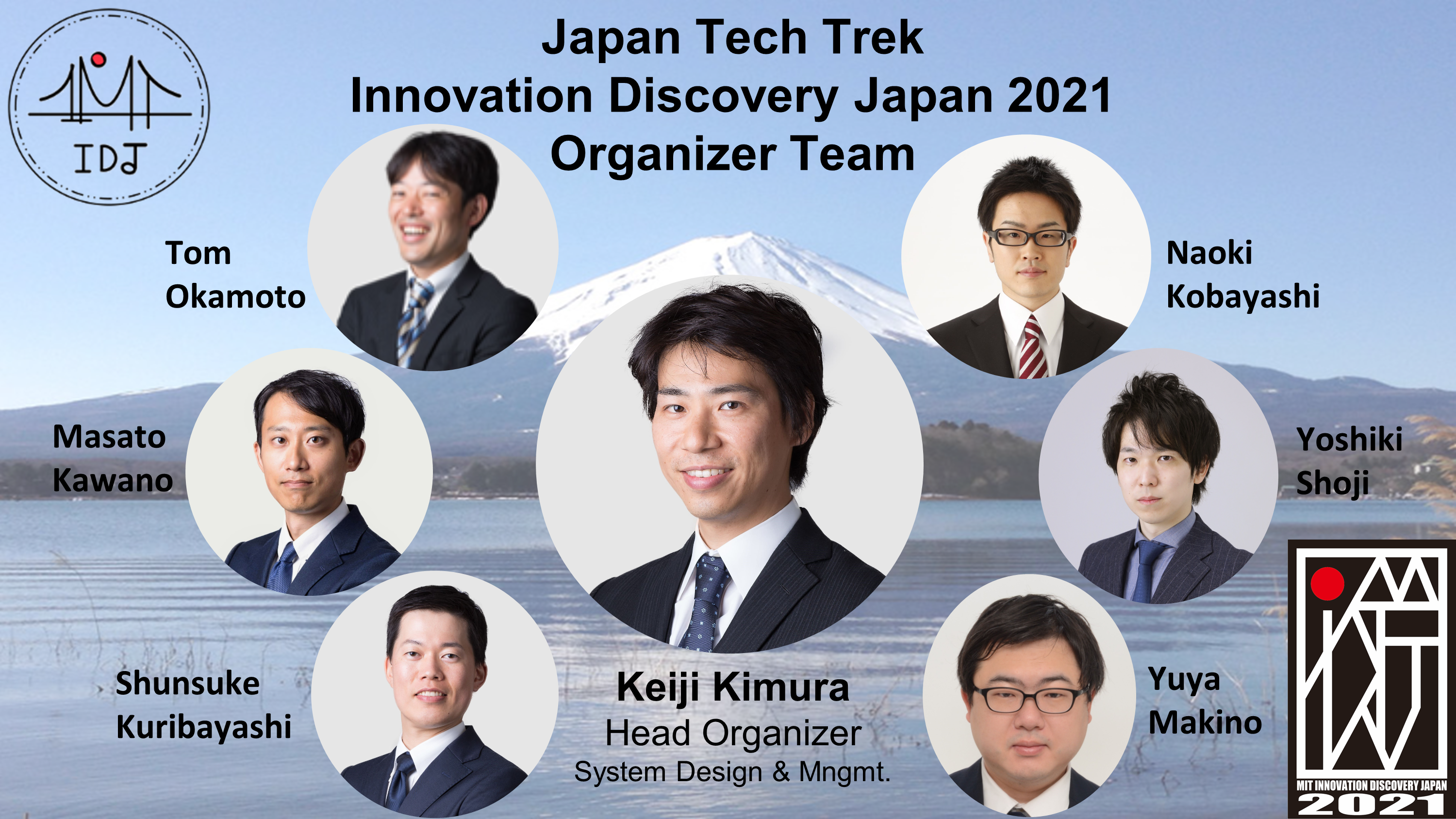 Banner featuring the leadership team of Innovation Discovery Japan, with Keiji Kimura in the center.