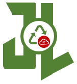 Logo featuring the letters JL and a circle with the recycling triangle superimposed