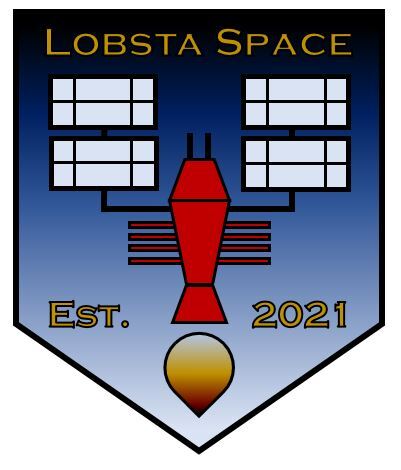 A stylized lobster with panels replacing the claws and text: "Lobsta Space Est. 2021"