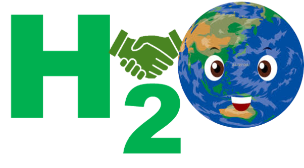 Logo for H20 team featuring a cartoon globe with eyes and a smile drawn on it